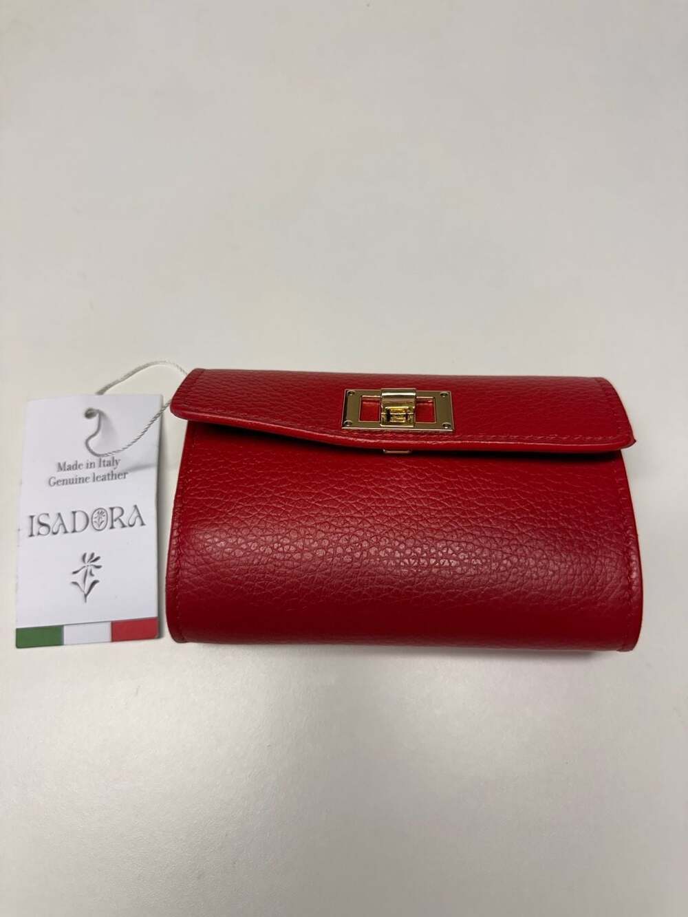 ISADORA Made in Italy Genuine Red Leather Turn-Lock Wallet Giulia S Col. Red 58